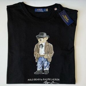 Ralph Lauren Polo Bear Men`s T-Shirt 2XL Black Cotton Short Sleeve Crew Neck New